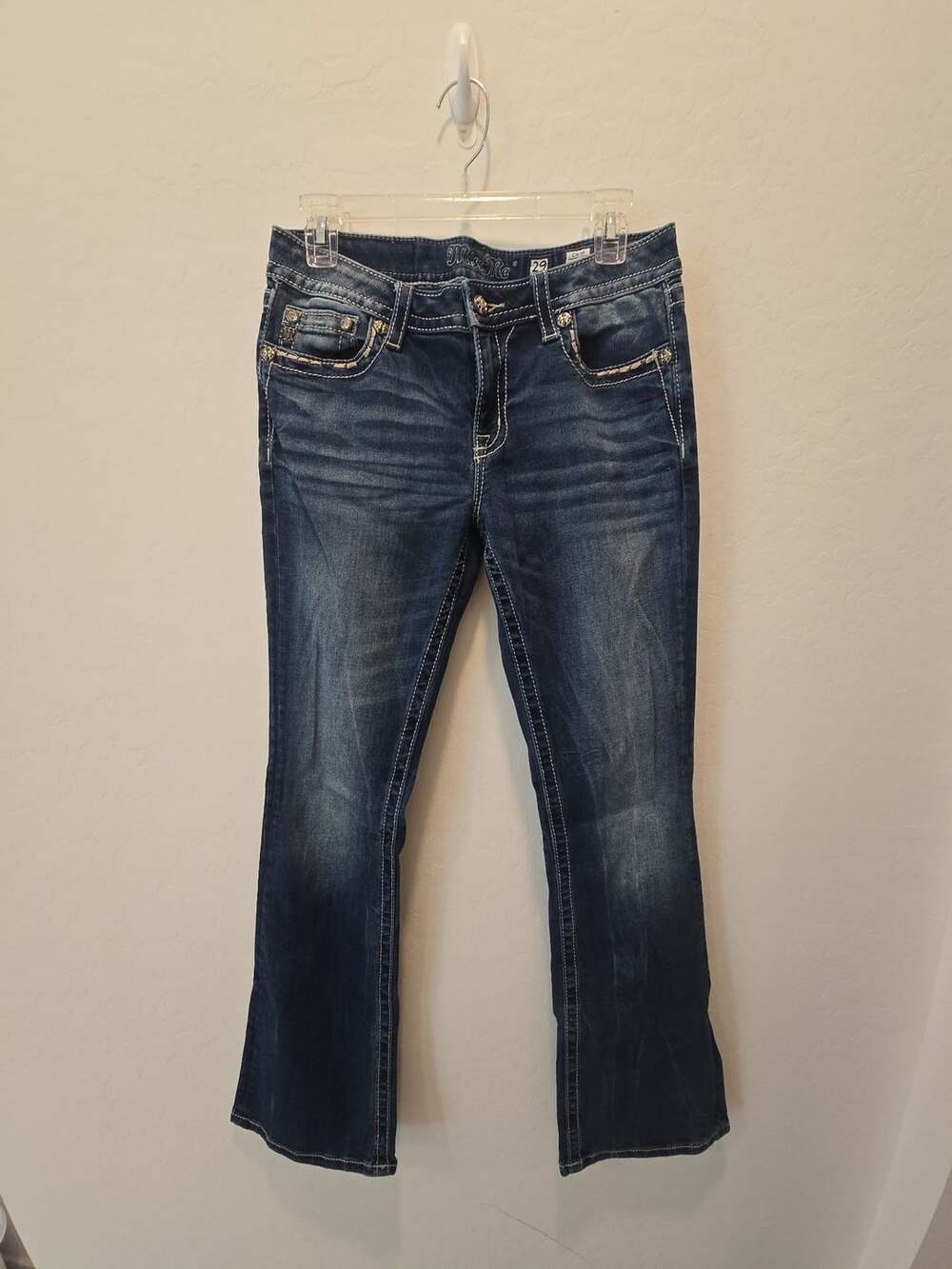 Miss Me Chloe Boot Jeans Size 29 Dark Wash Floral Sequin